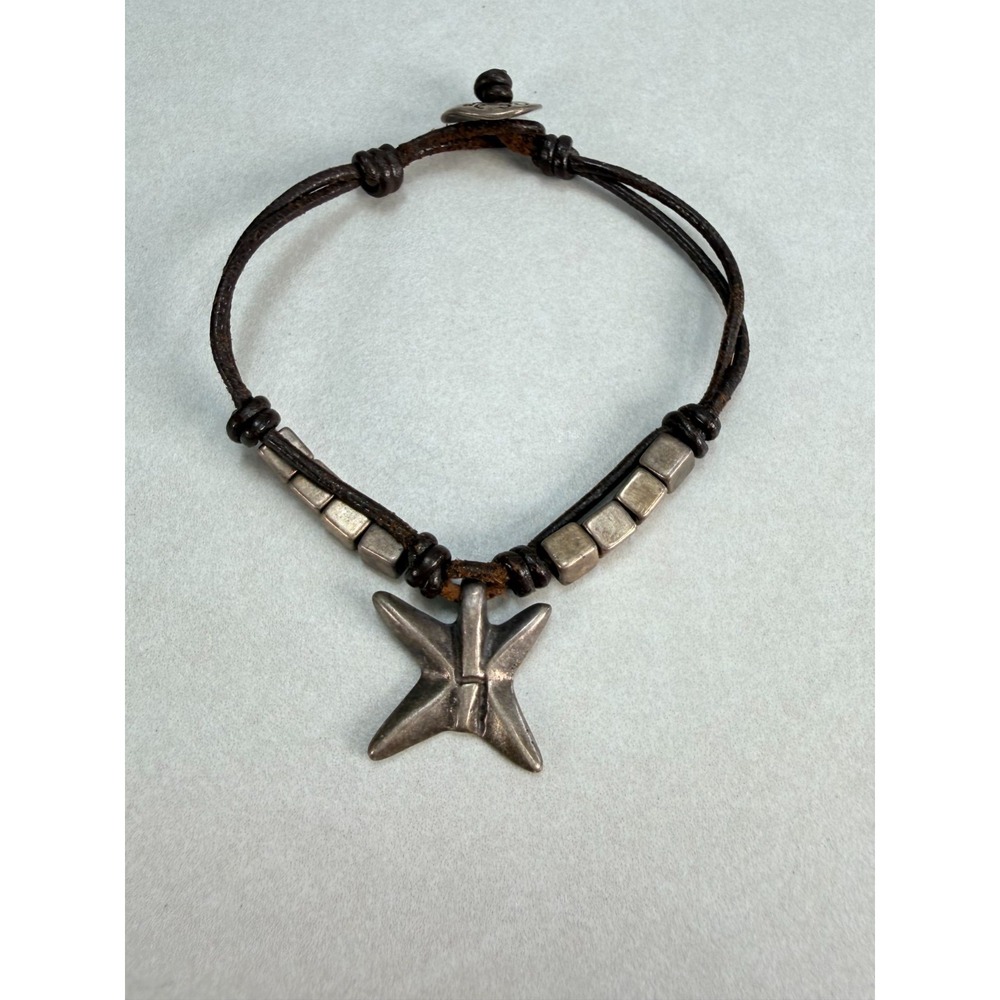 UNOde50 Starfish Leather Bracelet Silver Tone Spanish Designer Boho Statement
